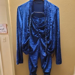 Blue velvet 2 piece sweatsuit